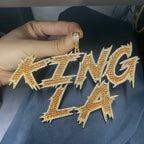 THE BLING KING Custom Thorns Cursive Letters Nameplate Iced Out Cubic Zirconia Number Name Pendant Necklace Hiphop Punk