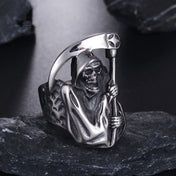 Vintage Reaper Sickle Skull Ring — Gothic Alloy