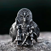 Vintage Lucifer Satan Signet Ring With Anubis — Stainless Steel