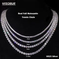 FEOBUR 3/4/5mm Real Moissanite Tennis Necklace for Women Men S925 Silver Certified Full Diamond Neck Chains Trendy