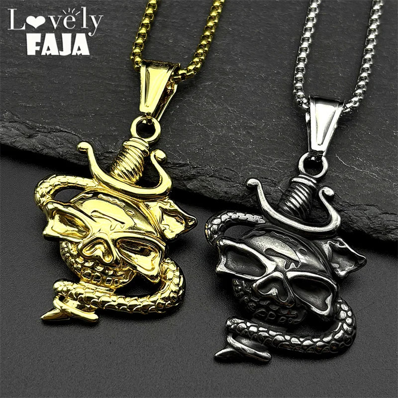 Skull Two-Tone Pendant Dark Snake Punk Party