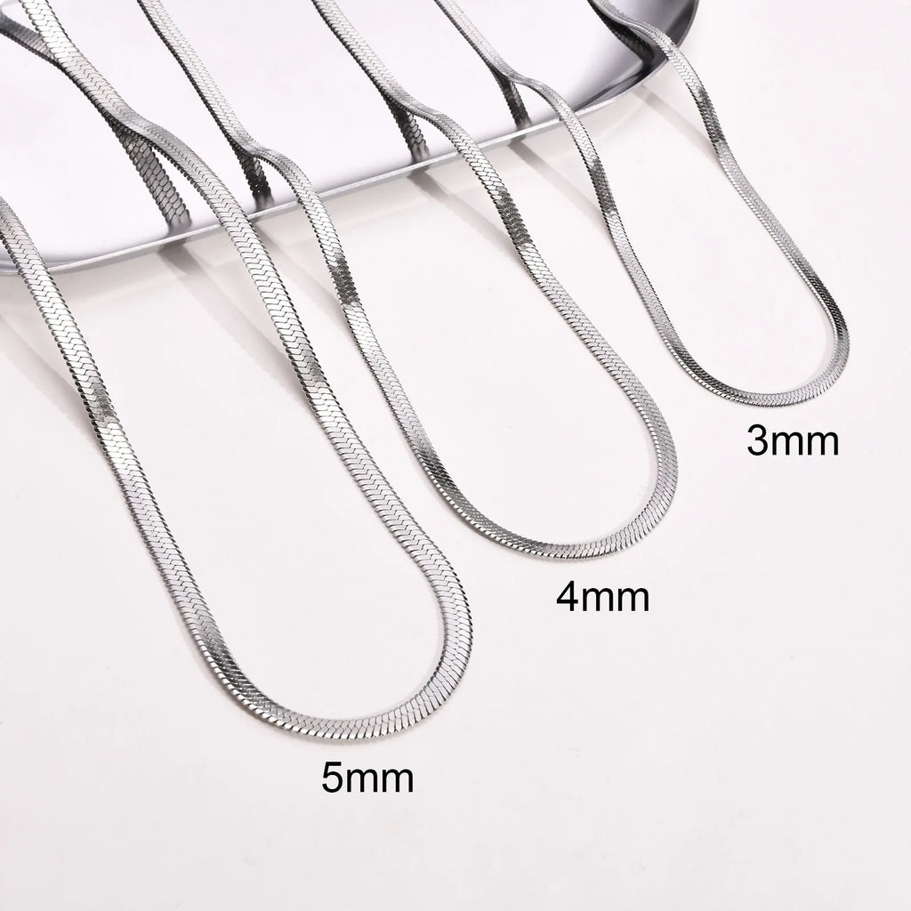 Snake Flat Chain Choker Necklace 5mm — Stainless Steel