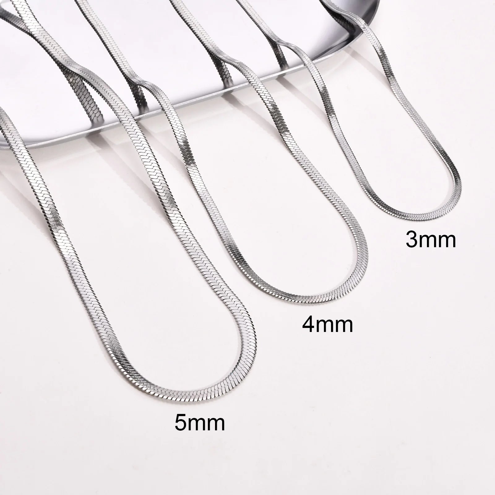 Snake Flat Chain Choker Necklace 5mm — Stainless Steel