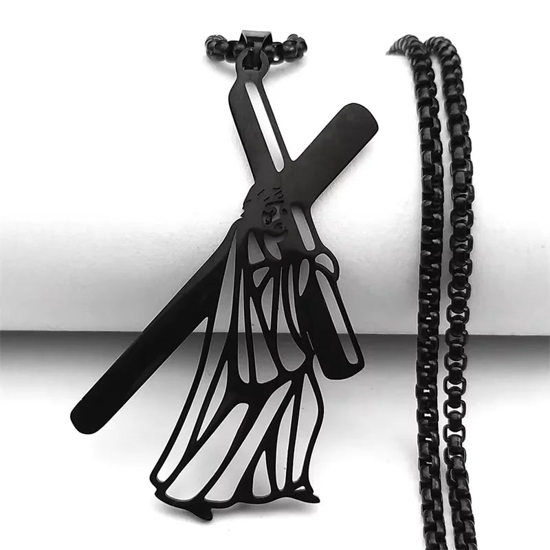 Christ Jesus Cutout Pendant Necklace — Stainless Steel Box Chain