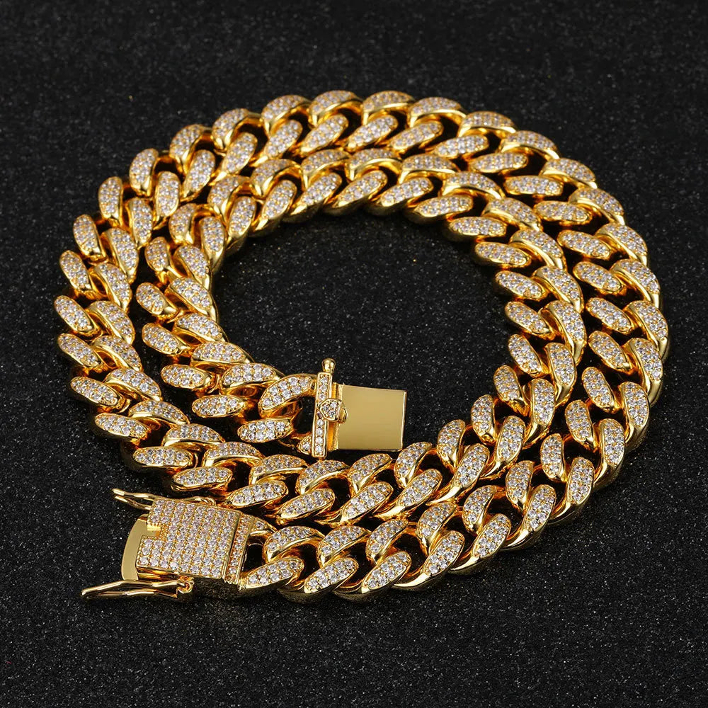 Luxury Hip Hop Wide 12mm Full Cuban Chain Men's Necklace