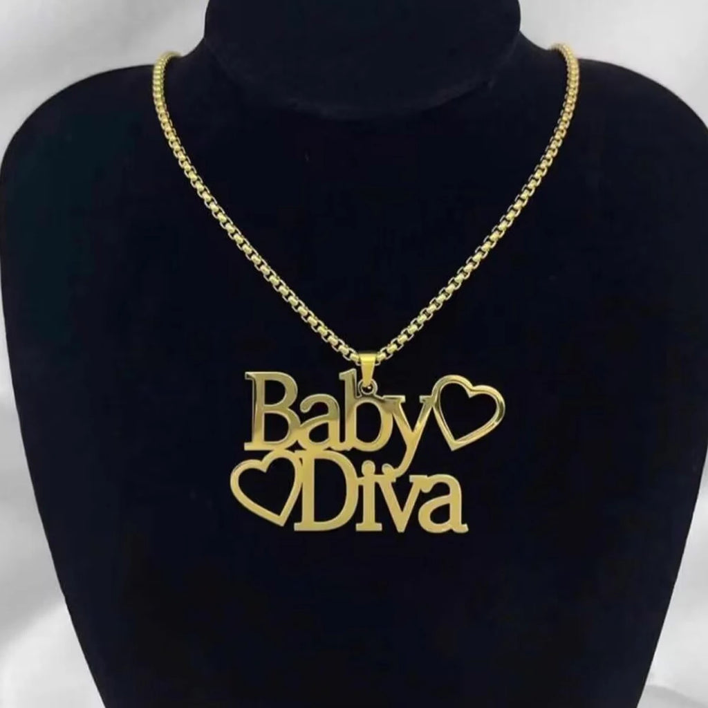 Atoztide 50cm Personalized Custom Names Pendant Necklace Stainless Steel Gold Color Cuban Thick Chain for Men Women Jewelry Gift