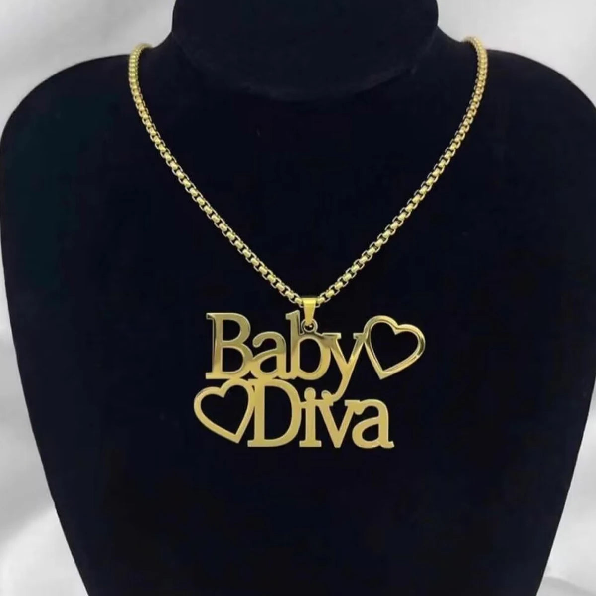 Atoztide 50cm Personalized Custom Names Pendant Necklace Stainless Steel Gold Color Cuban Thick Chain for Men Women Jewelry Gift