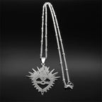 Sacred Heart Enamel Pendant — Black Stainless