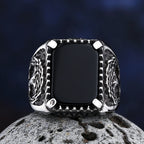 2024 New Men's Punk Rock Black Stone Tree Of Life Ring Gothic Style 316L Stainless Steel Biker Anel Movie Viking
