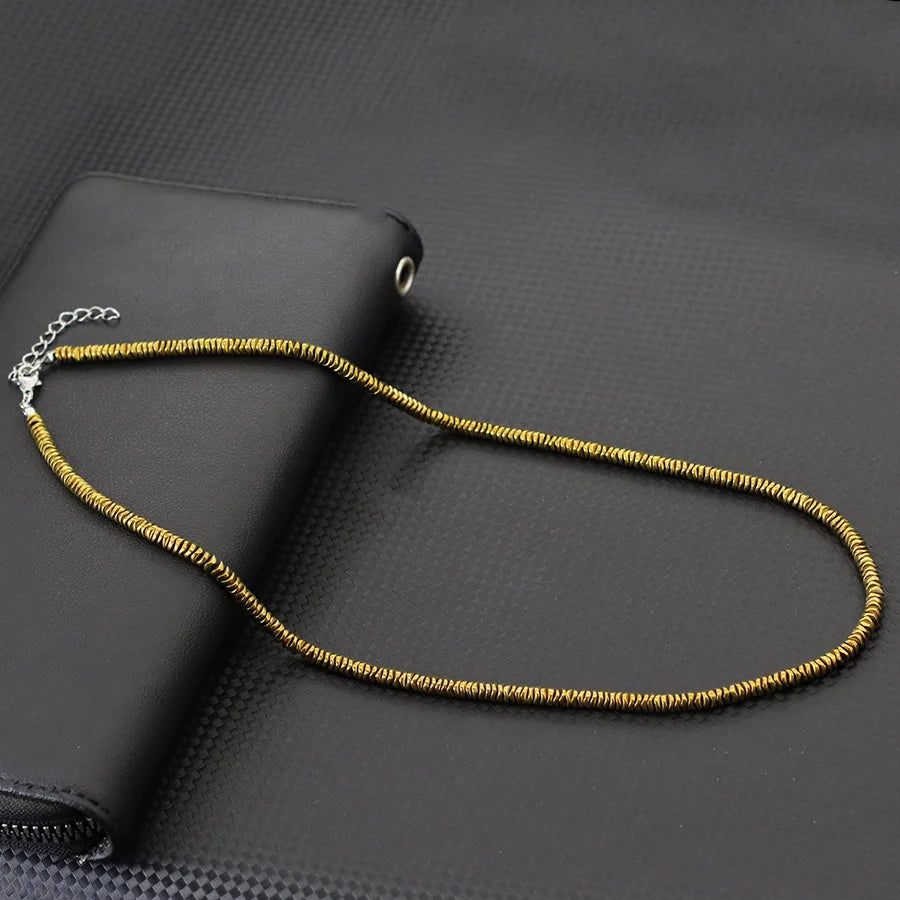 Exquisite Hematite Stone Beads Necklace Men 4 Styles Silver Gold Color 19 Inches Short Collar Jewelry Wealth Leisure Accessories