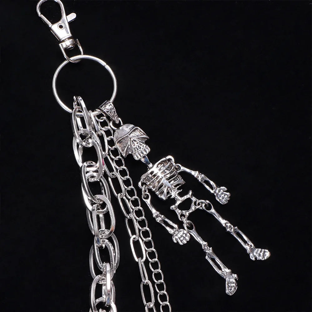 Skeleton Pendant Multi-Layer Pants Chain — Gothic Jeans Chain