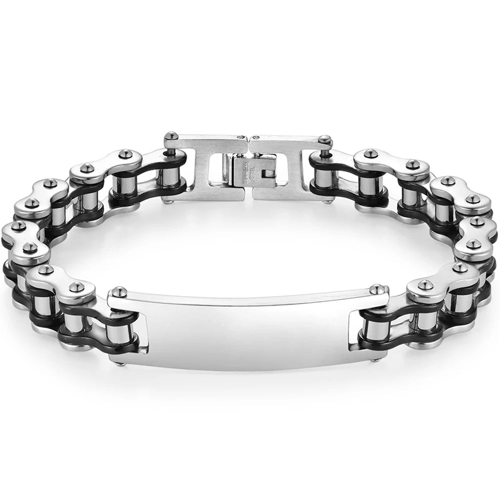 12MM Motorcycle Bike Chain Bracelet for Men Stainless Steel Bicycle Link Design Men's ID Bracelets Punk Rock Jewelry 10