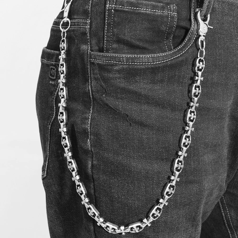 Punk Rock Cross Wallet Chain Necklace — Zinc Alloy