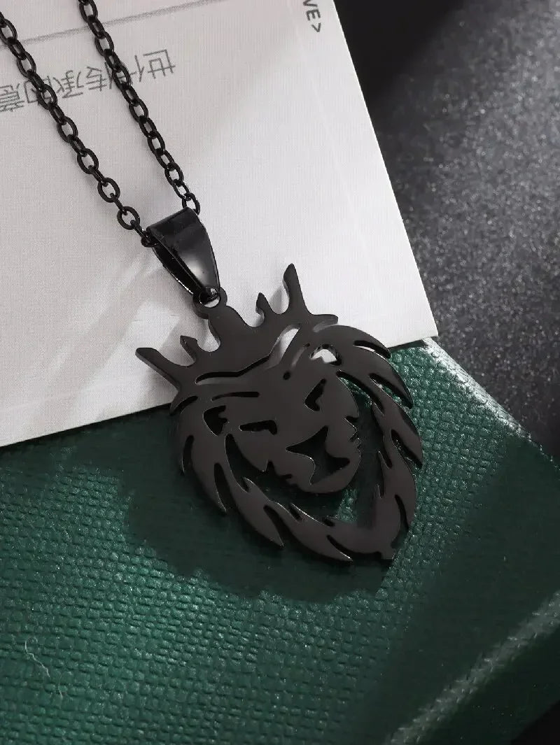 Retro Punk Turquoise Bull Head Pendant Necklace for Men Fashion Hip Hop Motorcycle Riding Trend Cool Personalized