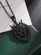 Retro Punk Turquoise Bull Head Pendant Necklace for Men Fashion Hip Hop Motorcycle Riding Trend Cool Personalized