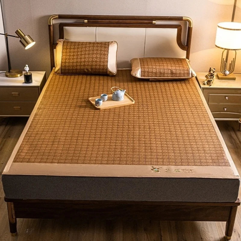 Cool Mat Bamboo Mat Summer Naked Sleeping Student Dormitory Mattress Foldable Ice Silk Mat Dual-Use Double-Sided