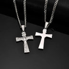 Vintage Jesus Cross Pendant Necklace for Men — Stainless Steel