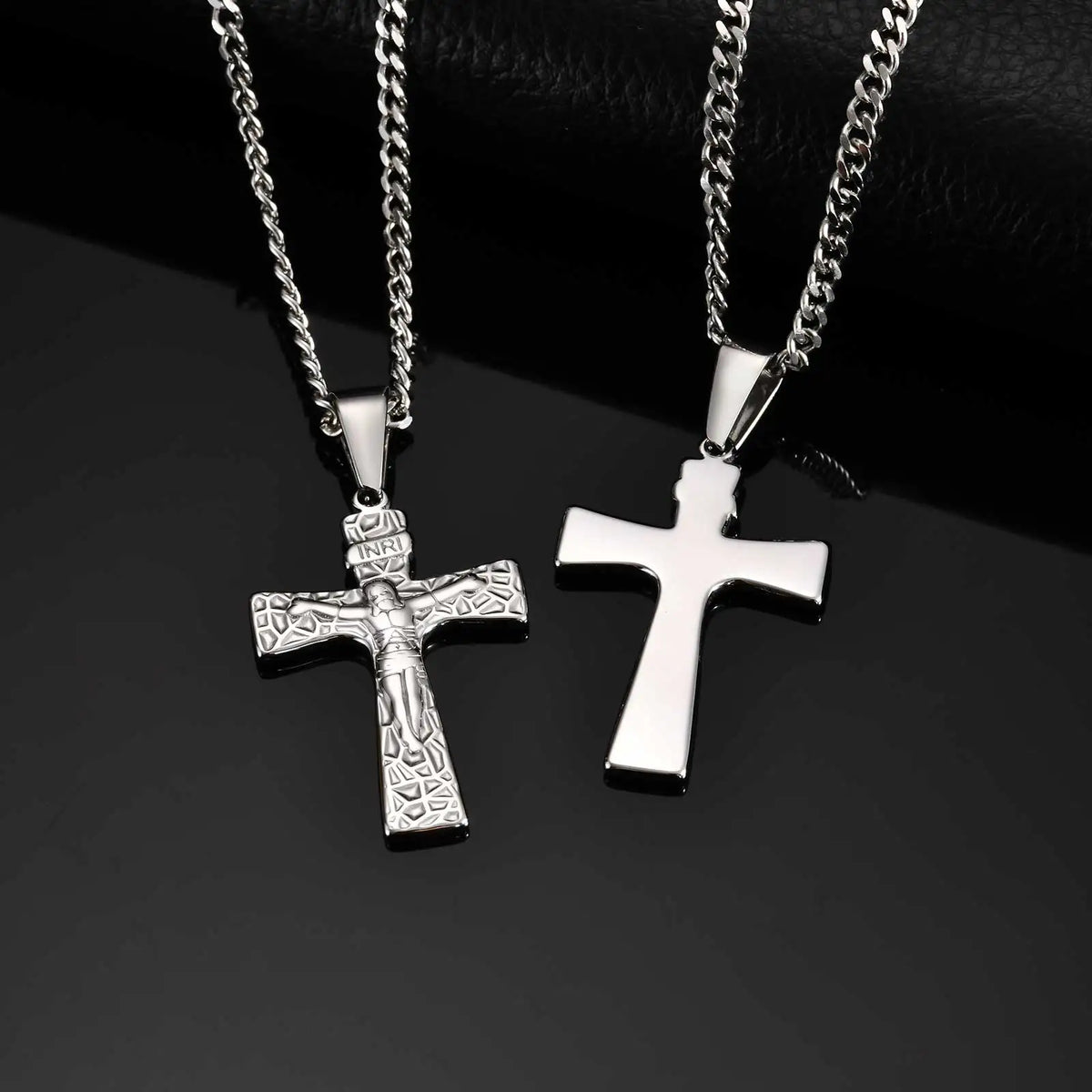 Vintage Jesus Cross Pendant Necklace for Men — Stainless Steel