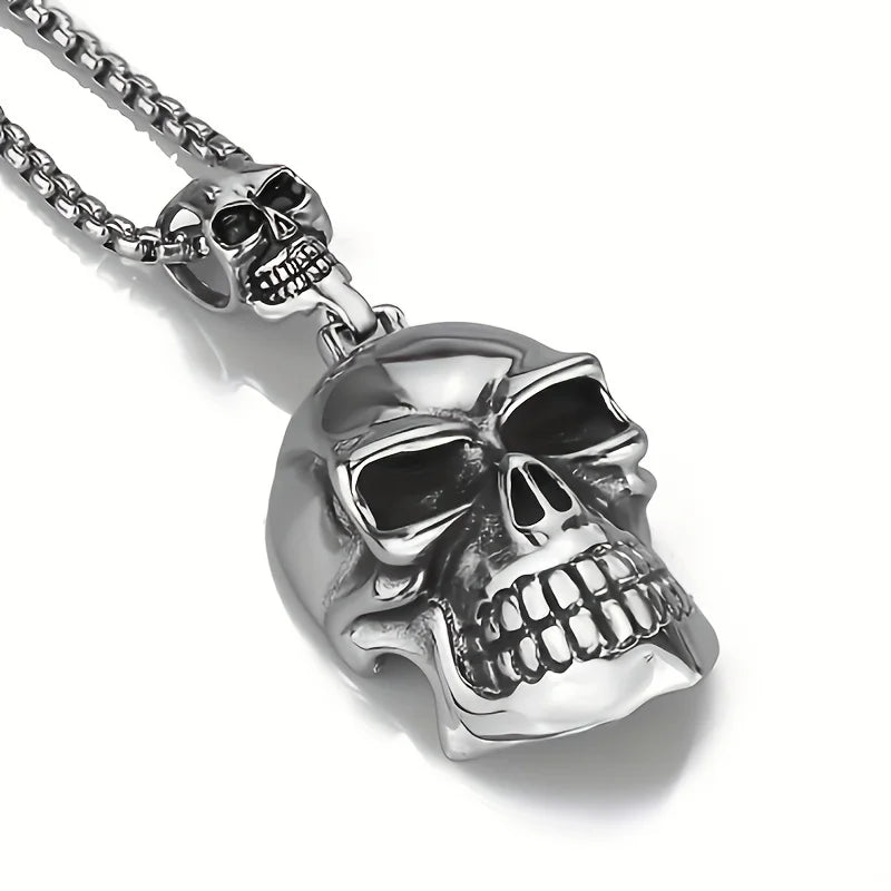 Big Ghost Skull Pendant Necklace — Gothic Statement