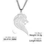 My Shape Lion King Crown Pendent Necklaces for Men Boys Stainless Steel Punk Animal Wolf Charms Choker Chains Hip Hop