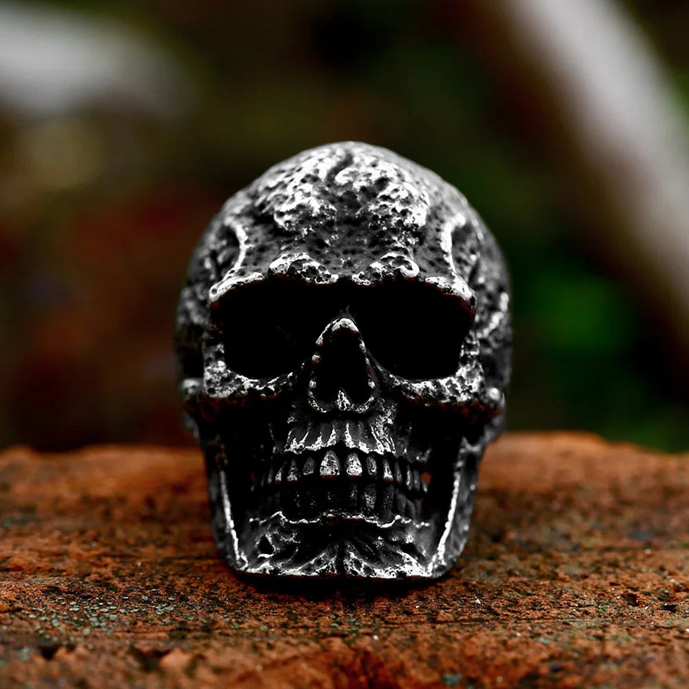 Vintage 316L Stainless Steel Black Skull Ring For Men Boys Gothic Hip Hop Skeleton Rings Fashion Heavy Jewelry Gift Dropshipping