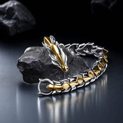 Dragon Gothic Curb Chain Gold Stainless Steel Bracelet
