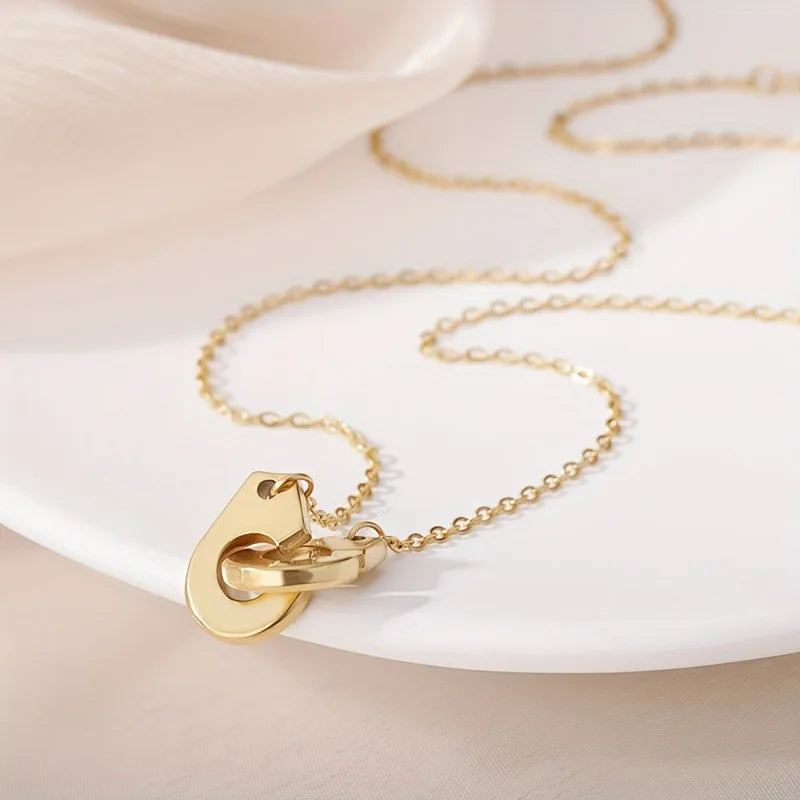 Geometric Hollow Pendant Necklace — Stainless Steel