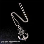 Vintage Nautical Rotatable Ship Wheel Anchor Pendant Necklace