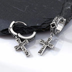 Celtic Knot Cross Hoop Earrings for Men — Black Square Drop