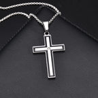 Iced Out Cross Black Pendant Necklace — Stainless Steel