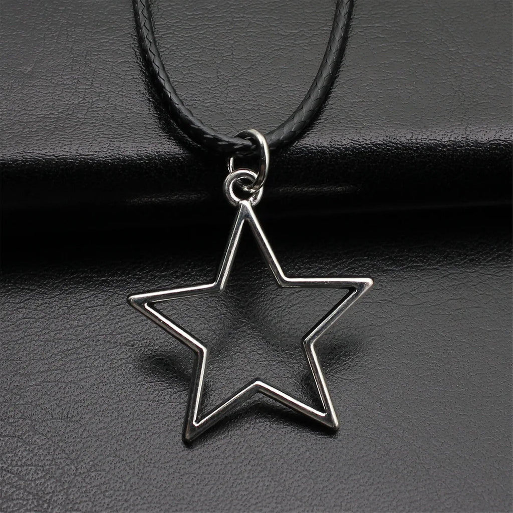 Cute Pentagram Necklace Leather Chain 45Cm Male Jewelry Evening Cheapest Items