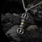Ethnic Style Gold Silver Collision Vajra Pendant For Men Jewelry Blessing Ward Off Evil Vajra Pestle Necklace Male
