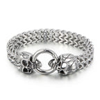 Punk Rock Man Bracelet Stainless Steel Wide Skull Head Link Chain Bracelets for Men Gothic Men's Bikers' Jewelry