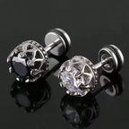 Crown Shaped Stud Earrings for Men — Stainless Steel