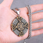 Odin Rune Vegvisir Pendant Necklace — Stainless Steel