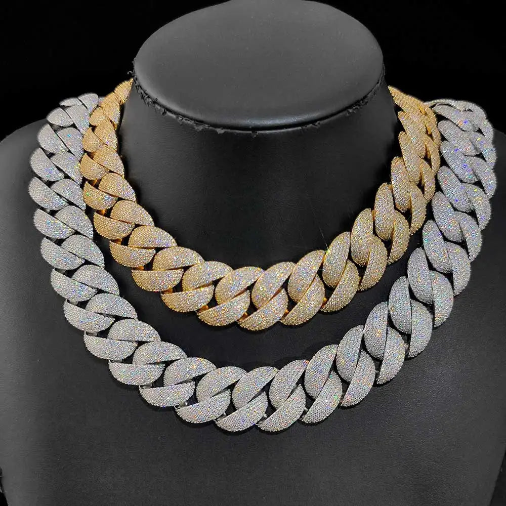 Luxury Jewelry 24mm Chain Men Iced Out Bling CZ Silver/ Rapper Hip Hop Thick Cuban Link Necklace Gift for Him
