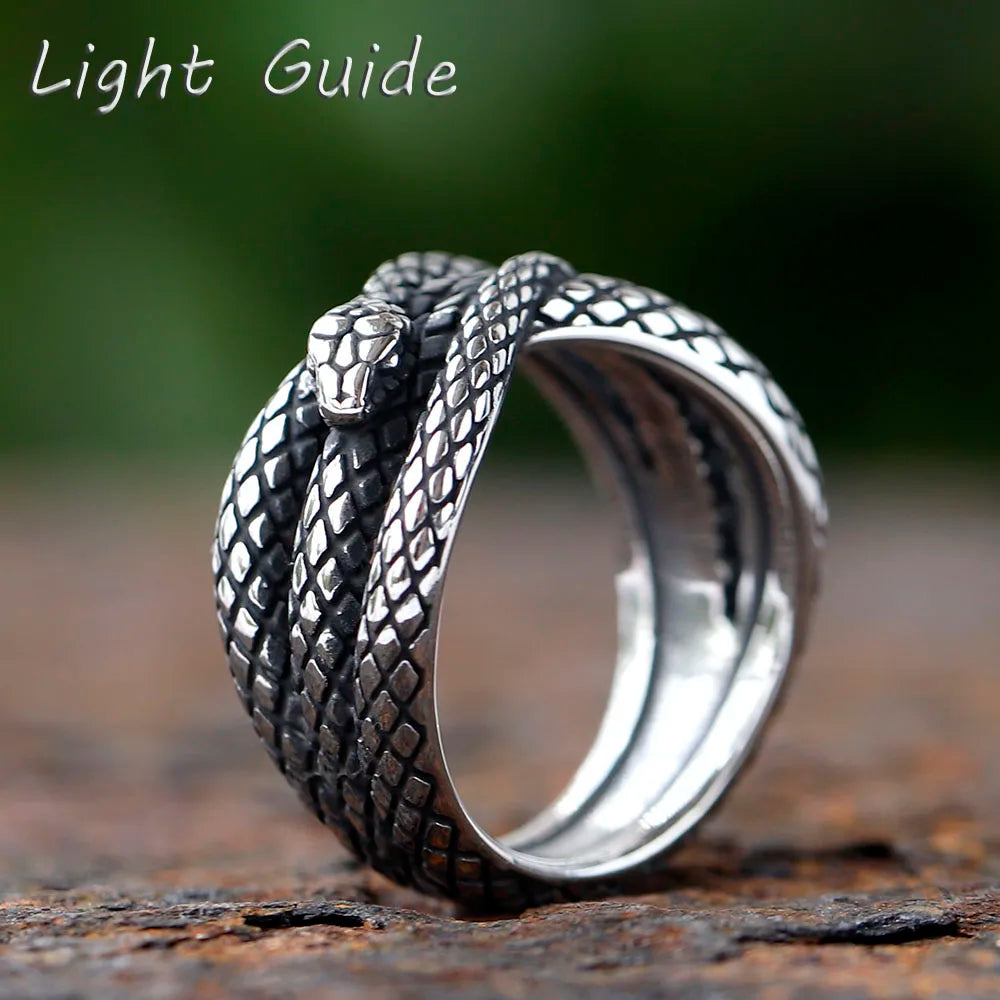 2024 New Good Detail Men's Punk Rock FASHION Ring With 3D Snake Gothic Style 316L Stainless Steel Biker Anel Movie