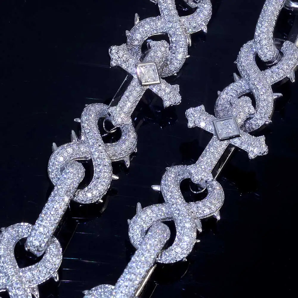 Iced Out Cross Cuban Chain Necklace 16MM