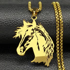 Gold Pendant Horsehead Animal Hollow Out
