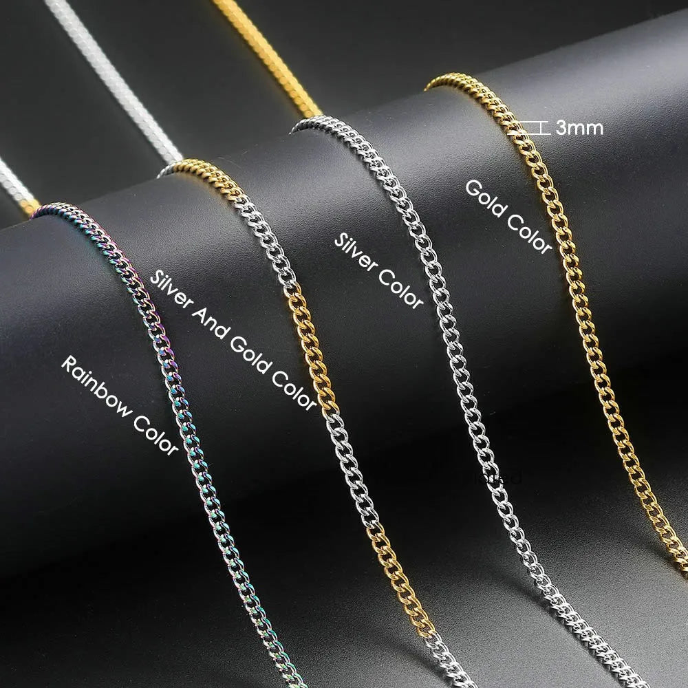 Stainless Steel Cuban Chain Necklace 3MM