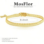 Dainty Gold/Silver Chain Bracelet Stack 14K Gold Plated Silver Bracelets For Men Stainless Steel Adjustable Cross Charm Cuban Link Bracelet Snake Jewelry To Men Dad Birthday Day