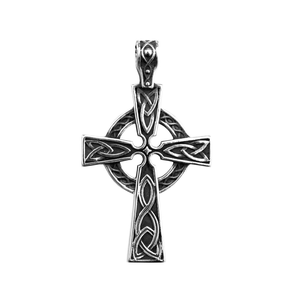Mens Irish Celtic Knot Cross Pendant Necklace Stainless Steel Nordic Viking Necklace Ancient Talisman Pendant Jewelry