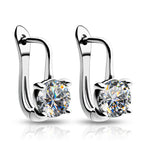 Simple Shiny Zirconia Hoop Earrings — Silver-Tone Daily Wear