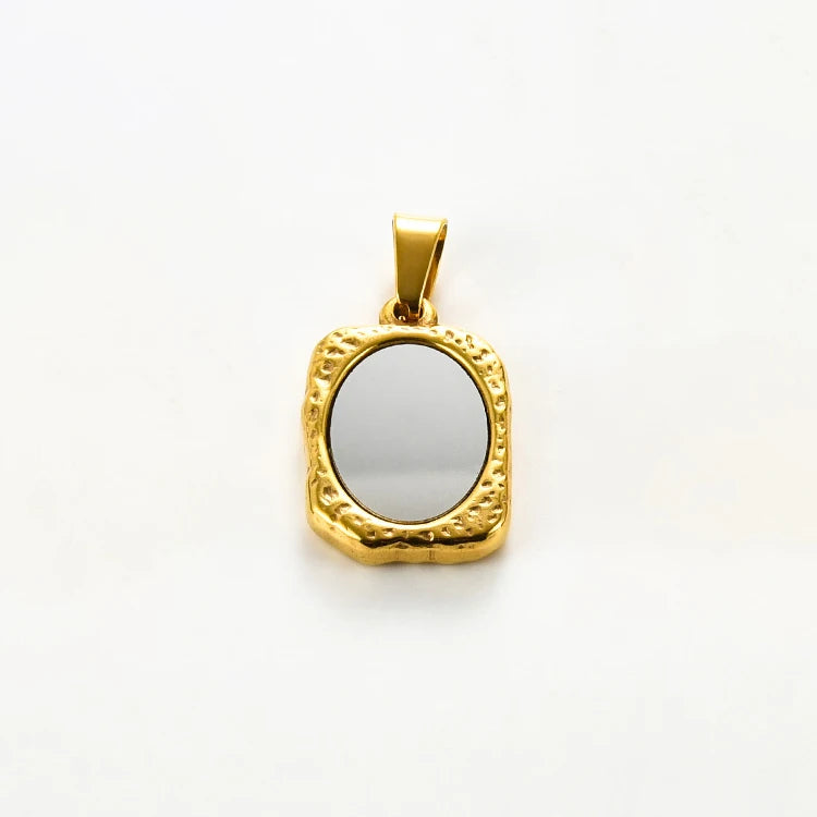 1Pc Stainless Steel Vintage Mirror Pendant Necklace For Women Girls Rectangle Shape Blank Bar Charms Chains Choker Jewelry Gifts