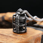 Gothic Cage Skull Pendant — Black