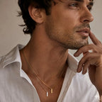Snake Chain Necklace with Bar Pendant — Stainless Steel