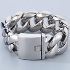 Chunky Men Bracelet for Man Polished Stainless Steel 29MM Curb Cuban Link Chain Men's Braceletes Wristband Jewelry