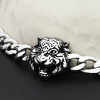 Vintage Domineering Tiger Lion Head Charm Bracelet For Men Women Stainless Steel Fashion Gothic Animal Jewelry Gift