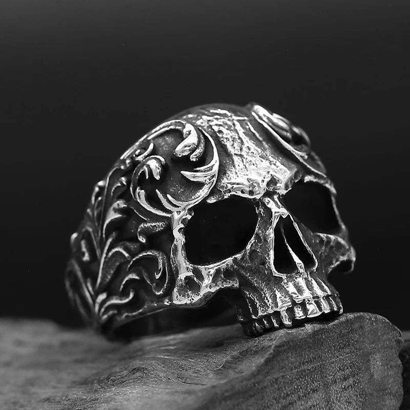 316L Stainless Steel Various Design 2022 New Arrive Classical Skull Men`s Ring With Pattern Punk Rock Gothic Creative