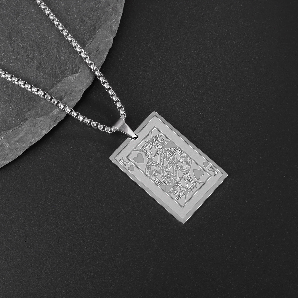 Lucky Ace & King Poker Card Pendant Necklace — Stainless Steel